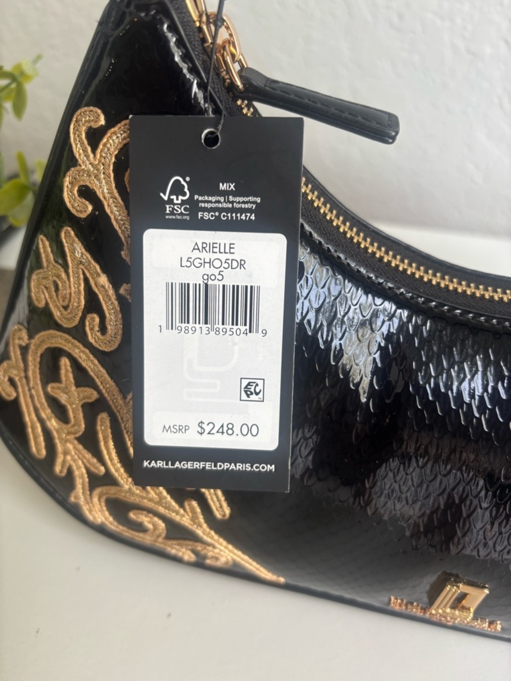 KARL LAGERFELD Black Embroidered Shoulder Bag - Picture 9 of 11